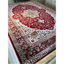 Asaryün Halı Ipek H3864 Bordo Ipeksi Geleneksel Renkli Göbekli Klasik Desen Salon Halısı Modern