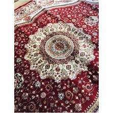 Padişah Asaryün Halı Ipek H4158 Bordo Ipeksi Geleneksel Renkli Göbekli Klasik Desen Salon Halısı Modern
