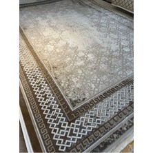 Luxess Halı Nadide 1035 Vizon Modern Çerçeve Göbekli Desen Avangard Akrilik Salon Halısı Üst Kalite