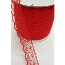 İpek Hobi  Kırmızı  Renk 2 Cm Tek Sıra Gipürlü Dantel Kurdela  3 Adet