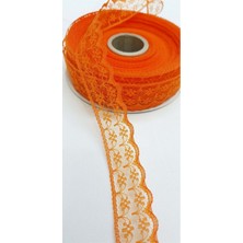İpek Hobi  Turuncu    Renk 2 Cm Tek Sıra Gipürlü Dantel Kurdela  3 Adet