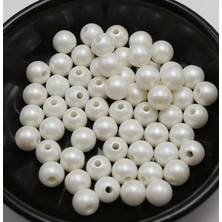 İpek Hobi  10 Mm Beyaz  Plastik Delikli Tam Inci 100 Gr