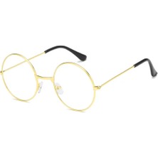 John Lennon Tarzı Gold Çerçeveli Şeffaf Gözlük