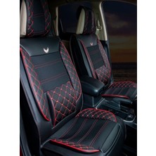 
renault Megane 4 Sedan Uyumlu Yarı Deri Oto Koltuk Kılıfı Ön/arka Tam Set Elit (Siyah-Kırmızı)
