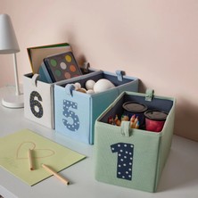 IKEA 3 Adet Saklama Kutusu 27 x 17 x 17 cm 3'lü Set Oyuncak Düzenleme Kutusu Desenli Polyester Kutu