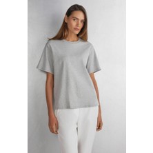 Lost Wintage Bayan Basic Süprem Dokuma Relaxed %100 Organik Pamuk Beyaz T-Shirt