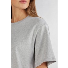 Lost Wintage Bayan Basic Süprem Dokuma Relaxed %100 Organik Pamuk Beyaz T-Shirt