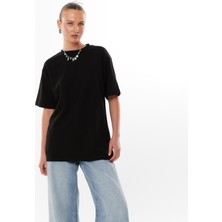 Lost Wintage Bayan Basic Süprem Dokuma Relaxed %100 Organik Pamuk Beyaz T-Shirt