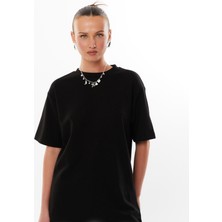 Lost Wintage Bayan Basic Süprem Dokuma Relaxed %100 Organik Pamuk Beyaz T-Shirt