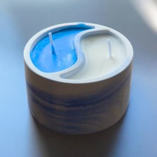 NUR DEĞİRMENCİ GALLERY NDCANDLE El Yapımı Soya Mumu Yin-Yang Mavi Beyaz