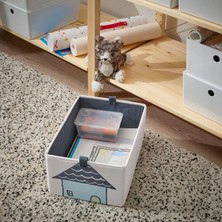 2 Parça Çocuk Odası Düzenleyici Kutu Seti 26 x 37 x 17  cm  Ikea 2'li Set Ev Desenli Düzenleme Saklama Kutusu