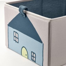 2 Parça Çocuk Odası Düzenleyici Kutu Seti 26 x 37 x 17  cm  Ikea 2'li Set Ev Desenli Düzenleme Saklama Kutusu