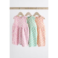 Next Baby % 100 Pamuklu Pembe Pastel 3’lü Romper Set