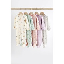 Next Baby % 100 Pamuklu Hayvan Desenli 5’li Tulum Set