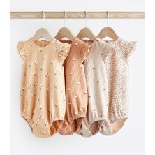 Next Baby  Pamuklu Beige Cream Floral 4’lü Romper Set