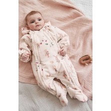 Next Baby Ekru Peri Desenli  Tam Polar Astarlı Astronot Tulum