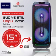 Hepu Hp 941 Taşınabilir 160 W Rms Bluetooth Parti Hoparlörü 2*15 Inc Woofer High Bass