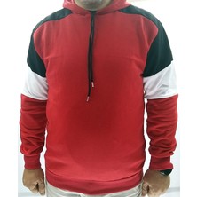 Kırmızı 2 Iplik Kapüşonlu Sweatshirt