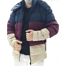 Bordo Kapüşonlu Şişme Mont