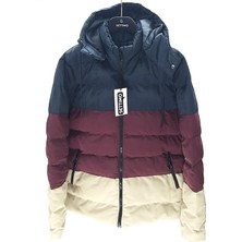 Bordo Kapüşonlu Şişme Mont