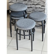 Ars 4 Adet Demir Ayaklı Tabure,gri Tabure, Mutfak Balkon Taburesi, Kumaş Tabure, Tabure