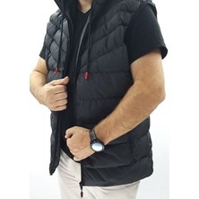 Siyah Kapüşonlu Şişme Yelek