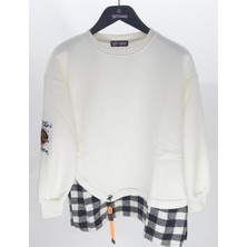 Settimo-Lsk Beyaz Ekose Detay Aksesuarlı Sweatshirt