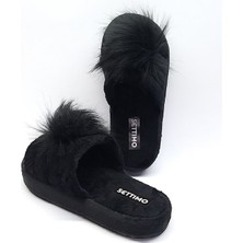 Set Timo Siyah Peluş  Ev Terliği