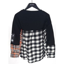 Settimo-Lsk Siyah Ekose Detaylı Sweatshirt