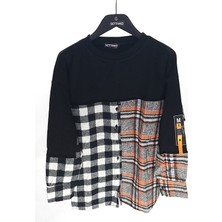 Settimo-Lsk Siyah Ekose Detaylı Sweatshirt