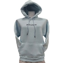 Palm Angels Kadın Açık Mavi Kapüşonlu Owersize Salaş Üç Iplik Sweat Shirt Ksk-Plma