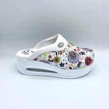 Set Timo Çiçek Desen Havalı Taban Tam Ortopedik Sabo Terlik