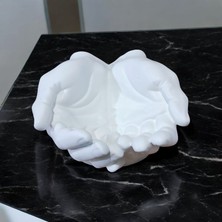 NUR DEĞİRMENCİ GALLERY NDCANDLE El Yapımı Beton Soyut El Şeklinde Dekoratif Tabak