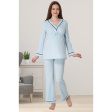 Effortt Mavi Hamile Lohusa Pijama Takımı