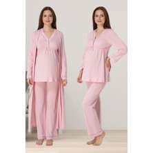 Effortt Pembe Sabahlıklı Hamile Lohusa Pijama Takımı