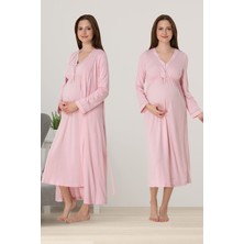 Effortt Pembe Sabahlıklı Hamile Lohusa Gecelik Takım