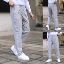 Thmany Erkek Keten Müslin Beli Lastikli Pileli Havuç Pantolon