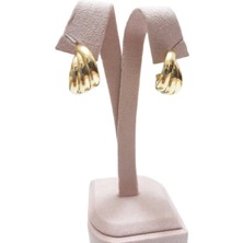 Vitrin Accessories Çelik Küpe Burgu Motifli 3'lü Yarım Halkalı 1 cm Genişlik 2 cm Uzunluk Altın Sarısı (Gold)