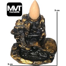 MVT TASARIM Küçük Dağ Geri Akış Şelale Tütsülük, Tütsü, Gold Dekoratif Oda Kokusu, 9 x 9 cm
