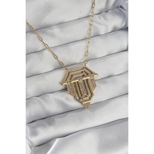 Shoecide 316L Çelik Zincir Gold Renk Zirkon Taşlı Serenay Kolyesi