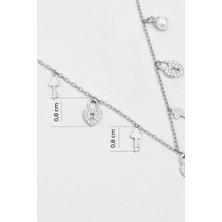 Aşk Kilidi 18 Ayar Beyaz Altın Kaplama 45 cm Gümüş Kolye