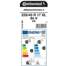 Continental 225/45 R17 94V Xl Allseasoncontact 2 Oto 4 Mevsim Oto Lastiği (Üretim Yılı:2025)