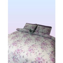Çift Kişilik Lila Çiçek Desenli 160*220 Nevresim Takımı