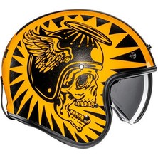 Hjc V31 Flame Mc3 Yarım Motosiklet Kaskı Siyah Sarı