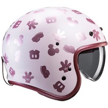 Hjc V31 Disney Mickey MC8SF Yarım Motosiklet Kaskı Pembe Beyaz