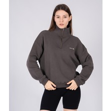 %100 Pamuk Oversize Yüksek Yakalı Furmuarlı Silva Sweatshirt