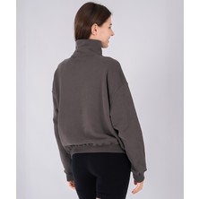 %100 Pamuk Oversize Yüksek Yakalı Furmuarlı Silva Sweatshirt