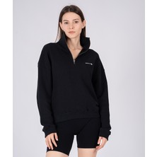 %100 Pamuk Oversize Yüksek Yakalı Furmuarlı Silva Sweatshirt
