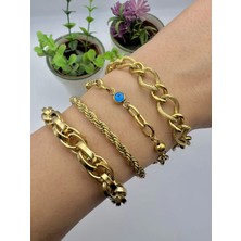 Nazar Boncuklu Çelik Bileklik