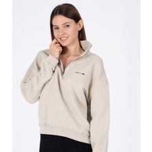 %100 Pamuk Oversize Yüksek Yakalı Furmuarlı Silva Sweatshirt